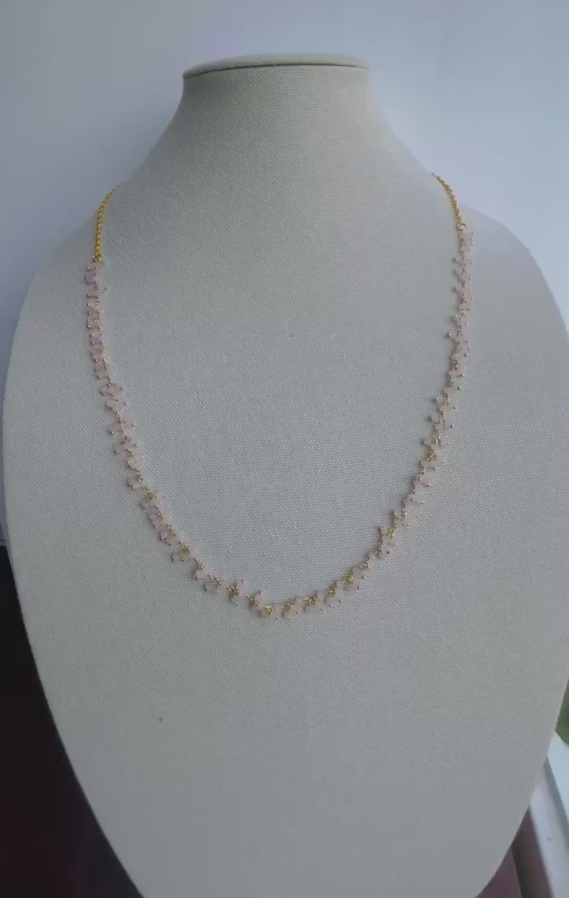 Pink Crystal cluster necklace