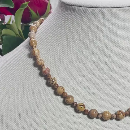 Natural Picture Jasper beaded handmade necklace