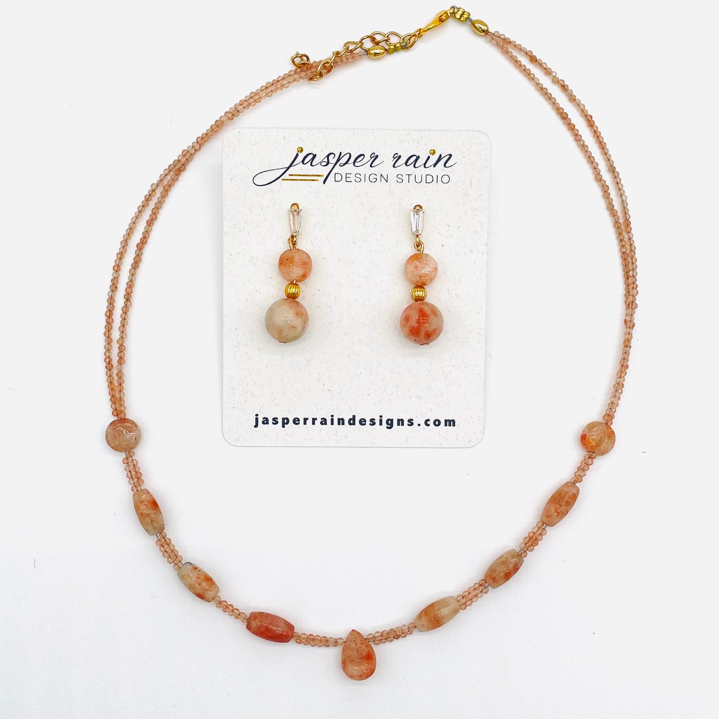 Sparkling Sunstone dainty necklace, adjustable