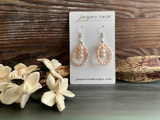 Natural light pink fresh water pearl earrings