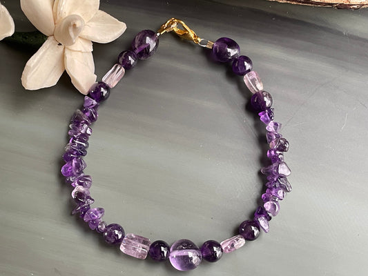 Natural Amethyst crystal bracelet