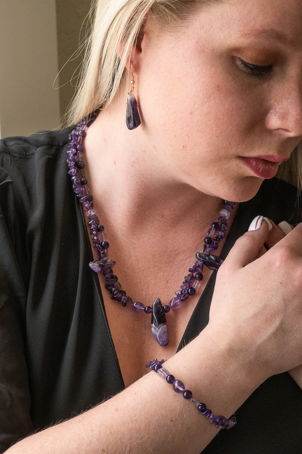 Natural Amethyst crystal bracelet