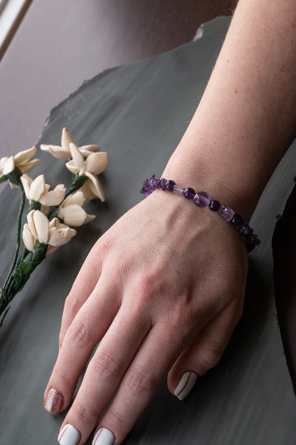 Natural Amethyst crystal bracelet